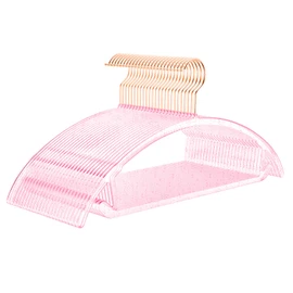 MIZGI Premium Clear Hangers (Pack of 50) Heavyduty- Pink Acrylic No Shoulder Bump Suit Hangers - Space Saving Clothes Hangers,Rounded Hanger for Coat,Sweater,Jackets,Pants