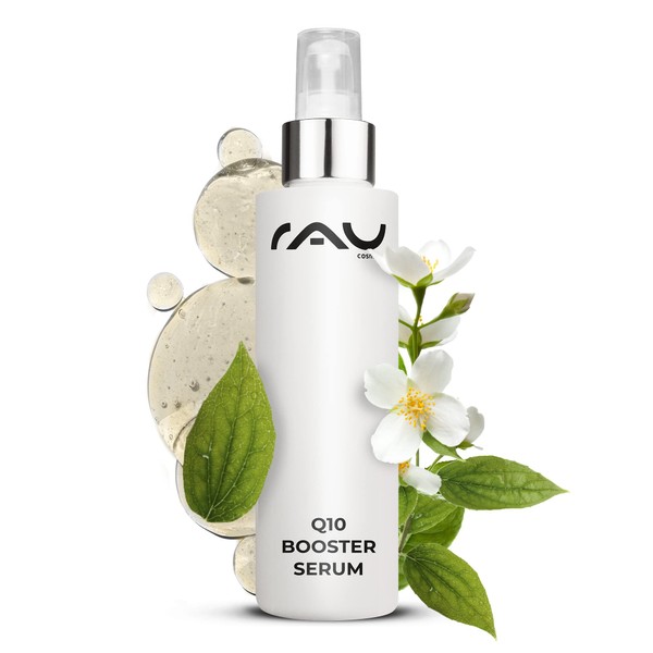 RAU Q10 Booster Serum 100 ml - Anti-Ageing Serum with Hyaluronic Acid, White Tea & Xanthan - Against Wrinkles for Smooth, Delicate Skin - for Dry, Sensitive, Impure, Mature Skin and Combination Skin