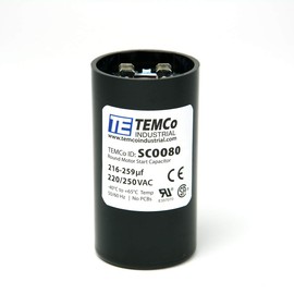 TEMCo Motor Start Capacitor SC0080-216-259 mfd 220-250 V VAC Volt uf Round HVAC AC Electric