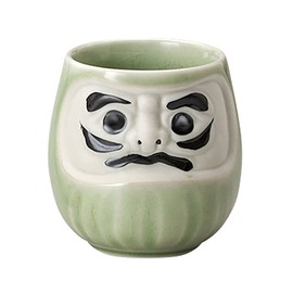 Mino Ware K11213 Feng Shui Daruma Sushi Teacup Green (Talented Luck)