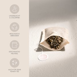 NOLA Disposable Tea Bags for Loose Tea (Pack of 100) - Biodegradable & Recyclable - with Drawstring - 9.5 x 8 cm - Also Suitable for Teapots