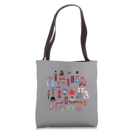 LONDON ENGLAND DOODLES TINY THINGS, UK FLAG, UNITED KINGDOM Tote Bag