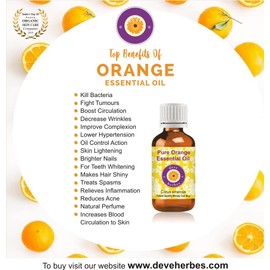 Deve Herbes Pure Orange Essential Oil (Citrus sinensis) Steam Distilled 100ml (3.38 oz)