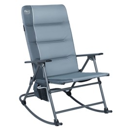 TIMBER RIDGE Oversized Folding Rocking Camping Chair, Padded Outdoor Rocker with High Back, Portable Outdoor Chair for Patio, Garden, Lawn, Supports up to 300 lbs, Gray