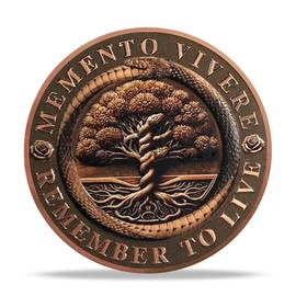 Serpent Tree & Skull Viking Coin Set | Memento Mori Medallion with Capsule, Display Stand & Card | Faith-Inspired Gifts for Reflection and Mortality for Men & Women