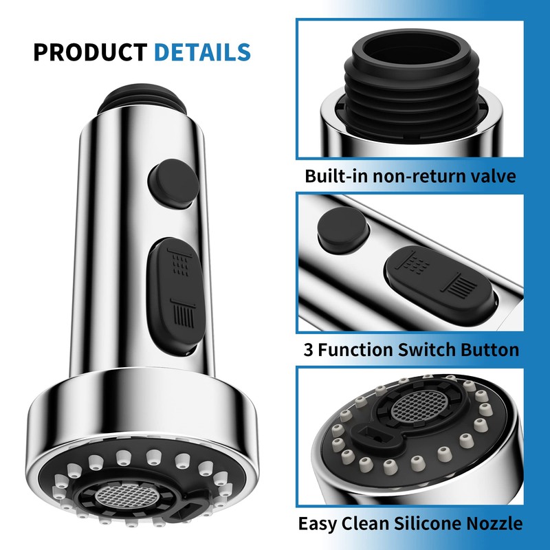 3 Modes Tap Attachment Pull Out Shower Head Kitchen Tap