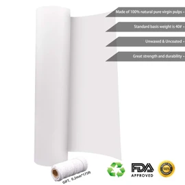 YRYM HT White Kraft Butcher Paper Roll -18 inch x 2100 inch (176 ft) Food Grade White Wrapping Paper for Meats of All Varieties - Unbleached Unwaxed and Uncoated