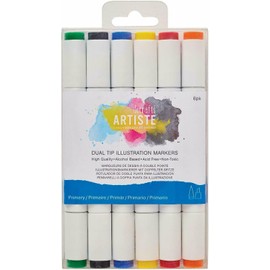 Docrafts Dual Tip Illustration Markers - Chisel/Brush (6 Pack)  Primary NEW