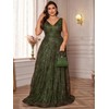 Plus Size Sleeveless Glitter Sequined Womens Long Formal Gown Aline