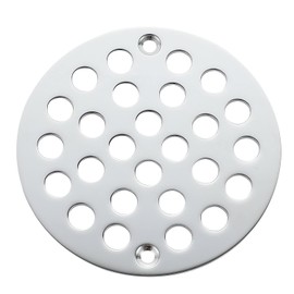 Holge Round 4 Inch Screw-in Floor Drain Cover Replacement Shower Drainer Grate with Screws Chrome