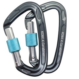 Carabiner Specialty Shop Kobe Kari Made in Japan CE Certified, Breaking Strength, 5400 kg (24 kN), Domestic Tested, Aluminum Material, Weight 1.9 oz (54 g), Screw Gate (Metal Fittings Turning Type),