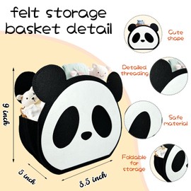 Felt Storage Caddy;Panda Baby Nursery Basket, Nursery Organizer for Store Infant Newborn Essentials, Storage Organizer with Cute Panda Design for Diaper Toys Baby Vintage Decor