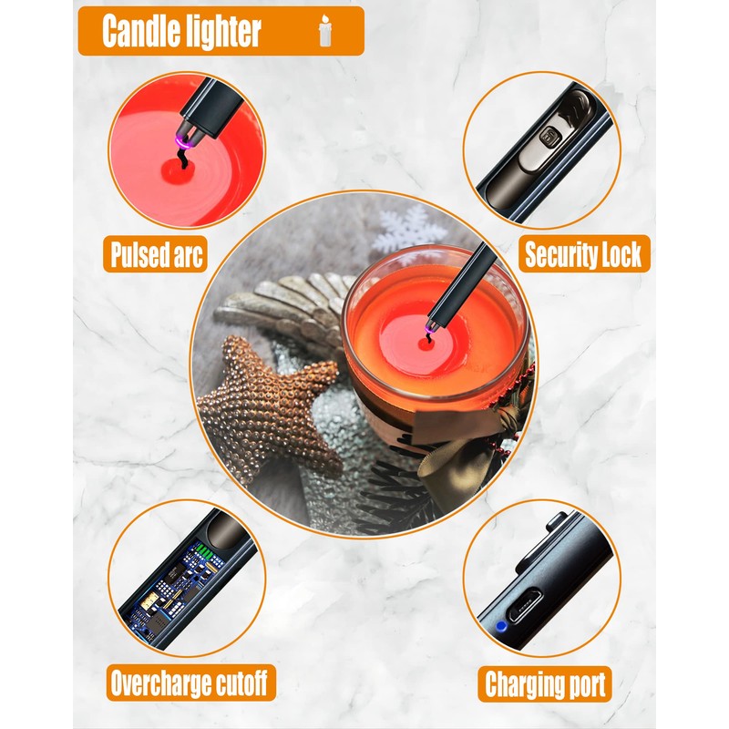 YOUTUOY 5 in1 Candle Accessory Set with Rechargeable Candle Lighter,