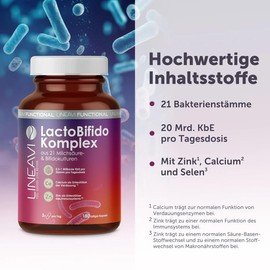 LINEAVI LactoBifido Komplex, 180 Kapseln, Komplex aus 21 Milchsäure-& Bifidokulturen, für deine innere Stärke, für 60 Tage