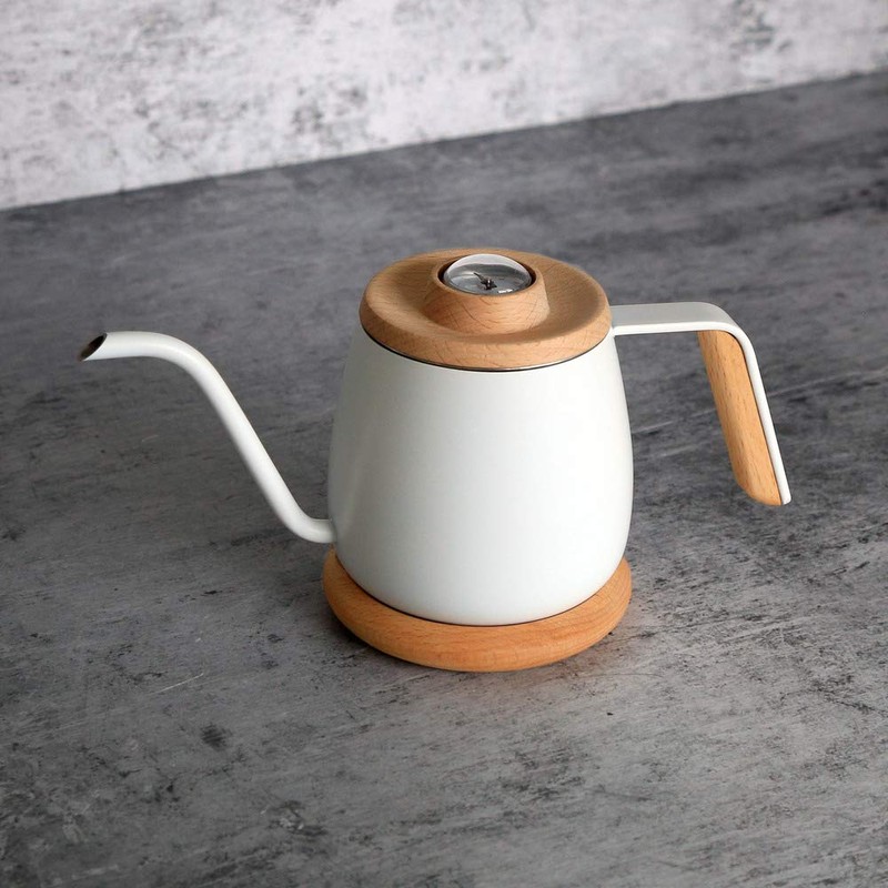 SimpleReal Tamago Mini Coffee Drip Kettle with Thermometer, Lightweight, Induction