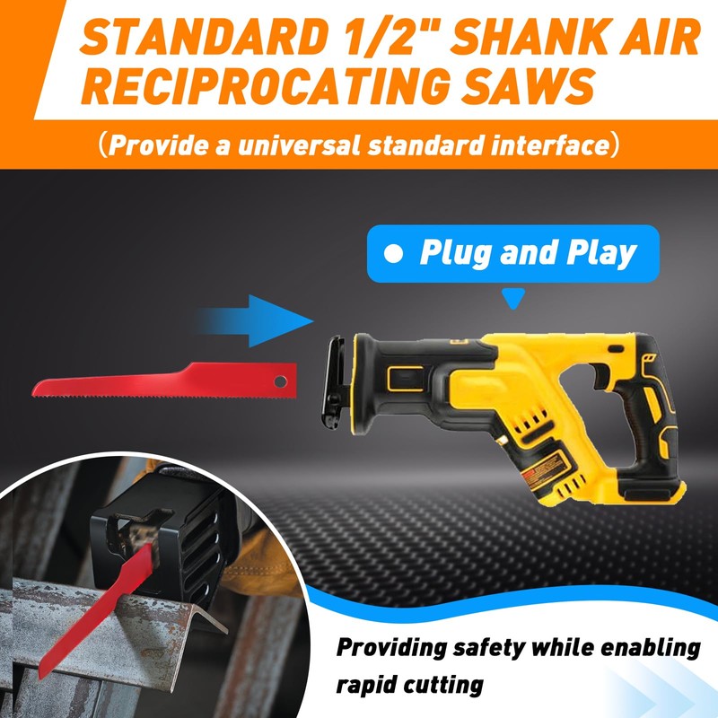 6Pcs P4EV-6 Air Reciprocating Saw Blades(4” 18 TPI) for Standard