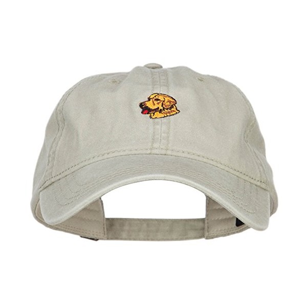 Golden Retriever Embroidered Washed Cap - Stone OSFM