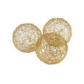 Homeroots Set of Three Gold Wire Five Inch Decorative Orbs