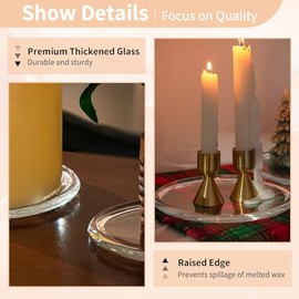 Nuptio Plato de Cristal para Velas de Pilar: 17.5cm Transparente Plato Grande para Vela - Plato Redondo para Velas para Aperitivos joyería baño Comedor y Centro de Mesa decoración