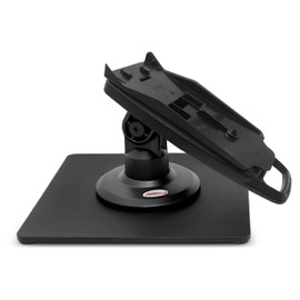 ENS Tailwind Pax S800 3" Latch and Lock Compact Pole Mount Terminal Stand with Square Freestanding Mobility Base Plate, Black