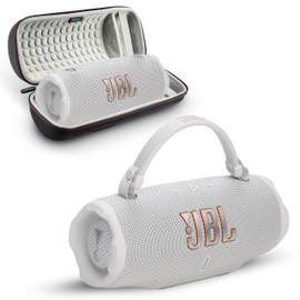 JBL Charge 6 Portable Bluetooth Speaker | IP68 Waterproof, DustProof, and DropProof, Outdoor Wireless Audio | 28Hrs Playtime, Megen Hardshell Protection Case (White)