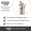 OGGI Stainless Steel Utensil Holder - 5" Diameter, Utensil Caddy,