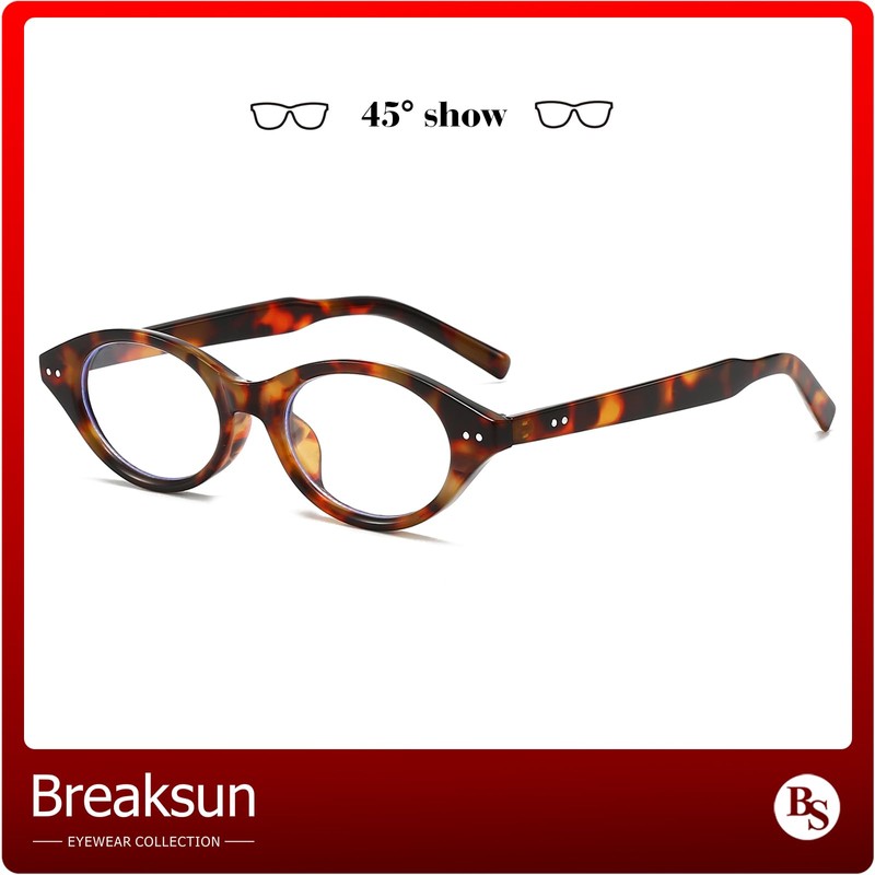 Breaksun Retro Oval Glasses for Women Men Small Face Cat-eye