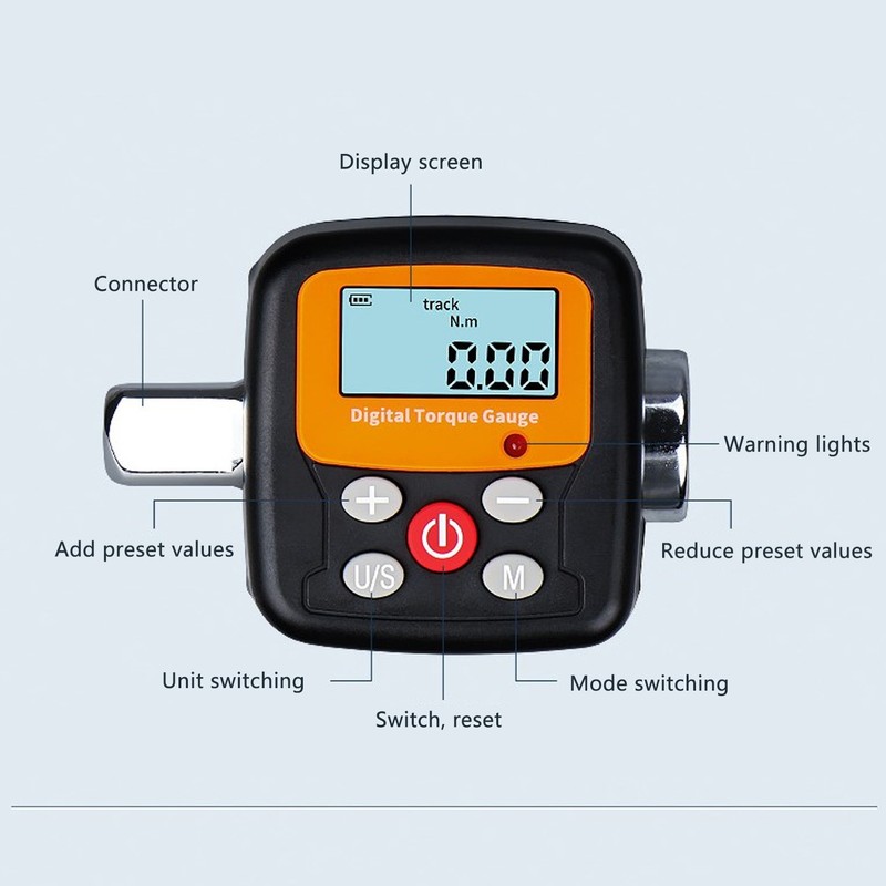 Digital Display Torsion Meter High Accuracy 1/2 Connector 6 to