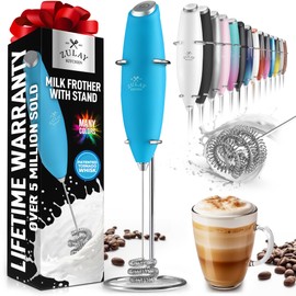 Zulay Kitchen Milk Frother with Patented Tornado Triple Whisk – Handheld Foam Maker for Coffee, Lattes, Matcha & Hot Chocolate – Rich, Creamy Froth in Seconds -