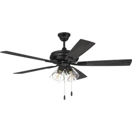 Craftmade 52" Eos 4 Light Ceiling Fan in Flat Black Finish with Reversible Flat Black/Greywood Blades