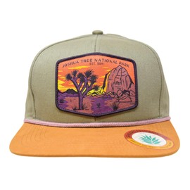 Sendero Provisions Co. Joshua Tree National Park Adjustable Snapback Rope Hat with Woven Patch & Topographic Map Undervisor (Gray/Brown) - One Size