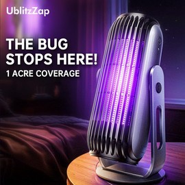 Bug Zapper Indoor Outdoor, Quiet Mosquito Trap, Efficient Electric Insect Killer, Silent Fan,Blue Violet Lamp, Auto On/Off, Flying Trap Kill Moths/Gnats/Flies for Home Patio Office Courtyard