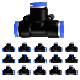 Pack of 15 10 mm OD Pneumatic Plug Connector, 3-Way T-Pieces Quick Fittings Plastic Pipe PE Air Line Adapter, Push in Connect Pneumatic Fitting (PE - 10 mm - 15 Pieces)