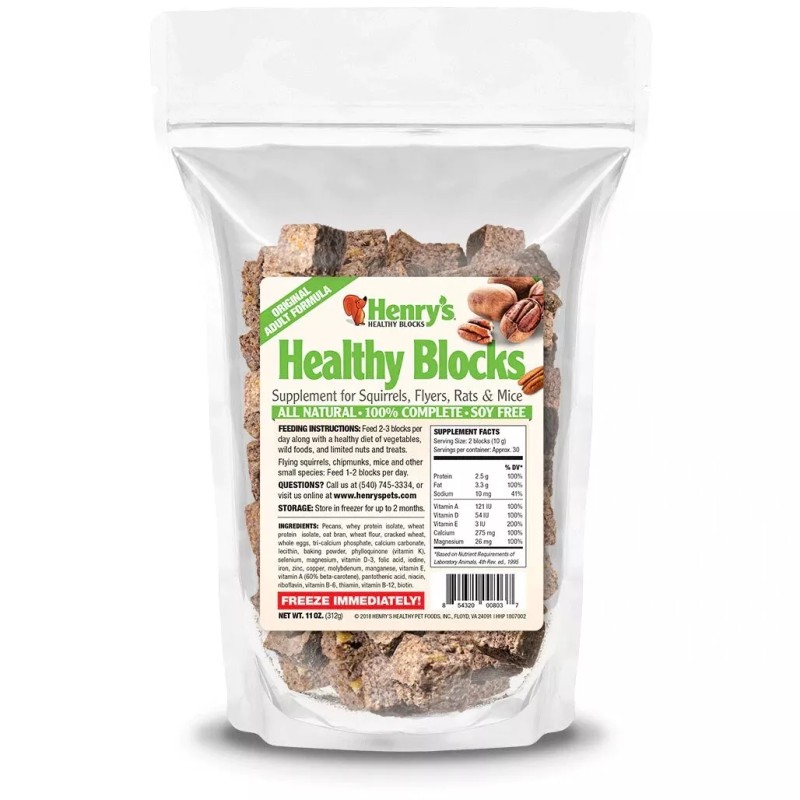 Henry's Pets Healthy Blocks - Food for Squirrels, Flying Squirrels,