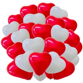 Red and White Heart Balloons 12 inch Love Decoration Romantic Balloons Birthday Wedding Valentine Decoration Love Heart Shape Balloons 25 Pack
