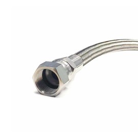 USA Lab 1/4" Stainless Steel Hose, 12" to 144" Sizes, Flexible, No Kink Metal Garden Water Hose, Chemically Resistant PTFE, Anti-Leak JIC Fittings, Durable & Lightweight for All-Weather & Outdoor Use