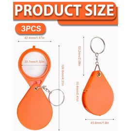 TPZORJX 3 x Magnifying Glass Key Ring Mini Portable Foldable Handheld Magnifier Reading Magnifier with Keychain, Mini Magnifier, Pocket Magnifier, Foldable Hand Magnifier, Foldable Reading Magnifier