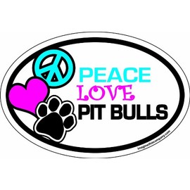 Imagine This Oval Peace Love Pitbull Car Magnet, 6-Inch by 4-Inch