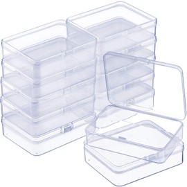 SATINIOR 12 Pack Clear Plastic Beads Storage Containers Box with Hinged Lid for Beads and More (4.45 x 3.3 x 1.18 Inch)