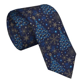Jedenkuku Christmas Tree Christmas Snowflake Gold Blue Men'S Novelty Necktie Ties Funny Neckties Fashion Neck Ties Wedding Business Party Gifts