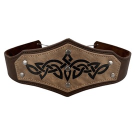 NICENEEDED Viking Leather Headband, Adjustable Medieval Headpiece, Vintage Faux Leather Circlet Renaissance Headband for Men Women Cosplay Costume Accessories