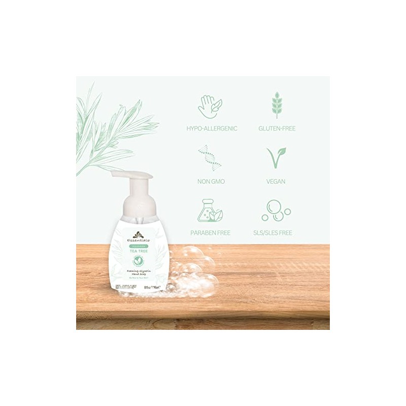 Essentials- Jabón de manos espumoso de glicerina, árbol de té,