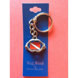 BIG BLUE Pewter sea creatures keychain scuba diver gift mouth charm fun surfer