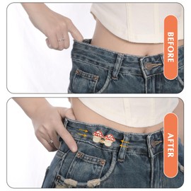 TECHPLUS Instant Pant Waist Tightener - Squirrel Mushroom Button Pins,Tool-free Adjustable Loose Waist Buckle for Women Men Kids