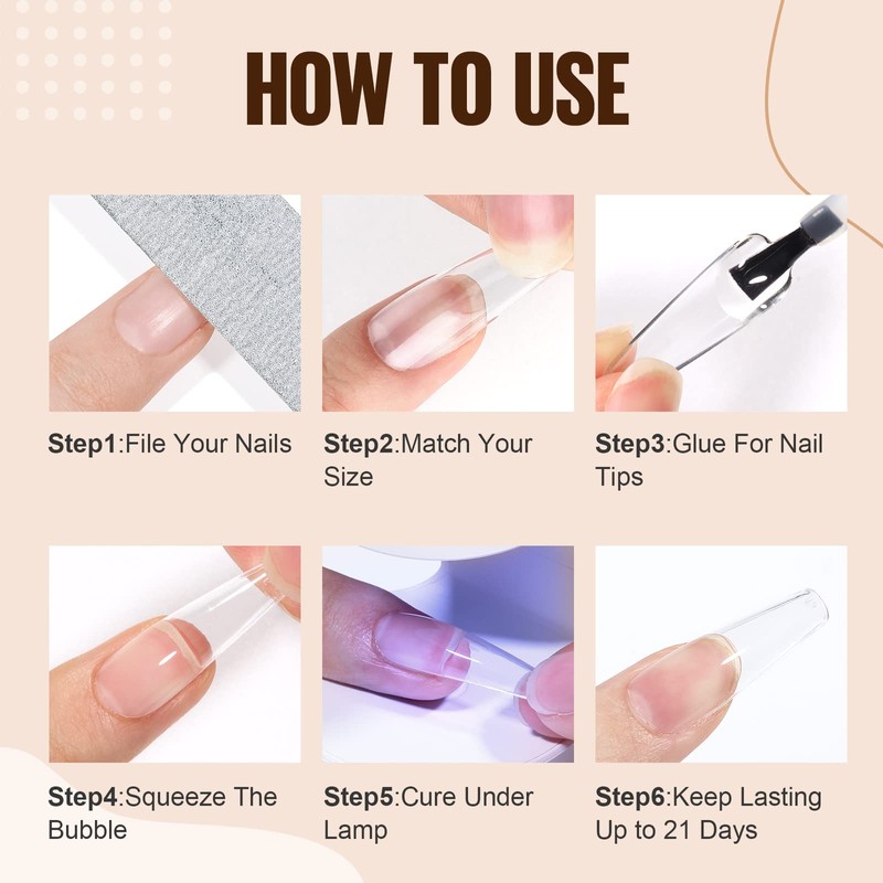 Tomicca Nail Tips and Nail Glue Set Fake Nails Tips