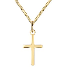 JEVELION Cross Pendant 333 Gold Cross for Women, Men and Children, 8 Carat Gold Pendant with Chain, With chain: length 55 cm
