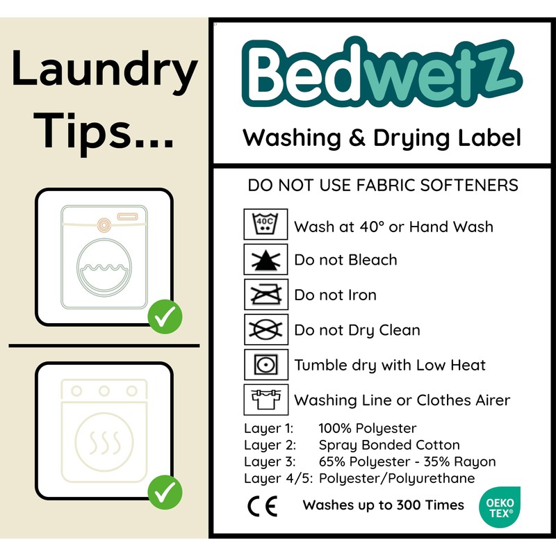 Bedwetz® Potty Training Bed Pads 100% Waterproof Mattress Protector Size