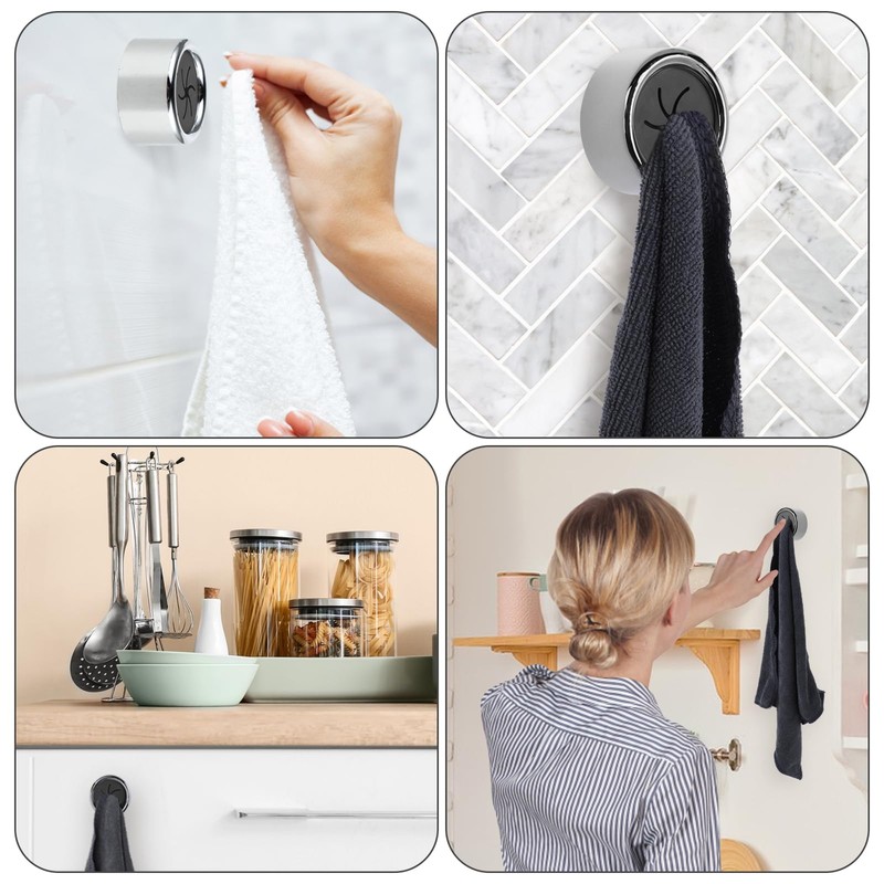 Prasacco 6 Pcs Self Adhesive Dish Towel Holder - Round
