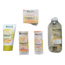 Garnier Kit Aclara Express 5 Piezas: Agua Micelar En Aceite De Argan