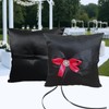 Black Flower Girl Basket and Ring Bearer Pillow Set, Red